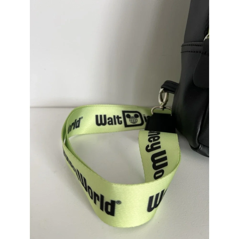 Disney Parks Walt‎ Disney World Sling Bag Backpack Black Neon Green Strap